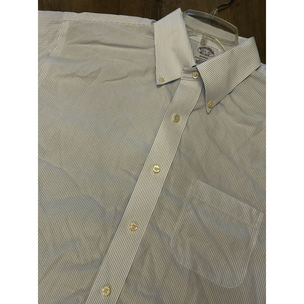 Brooks Brothers 1818 Regent Non-Iron Blue Stripe Long Sleeve Shirt Size 16.5